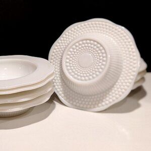 Westmoreland-Style Hobnail Milk Glass Dessert Bowls - Set of 8